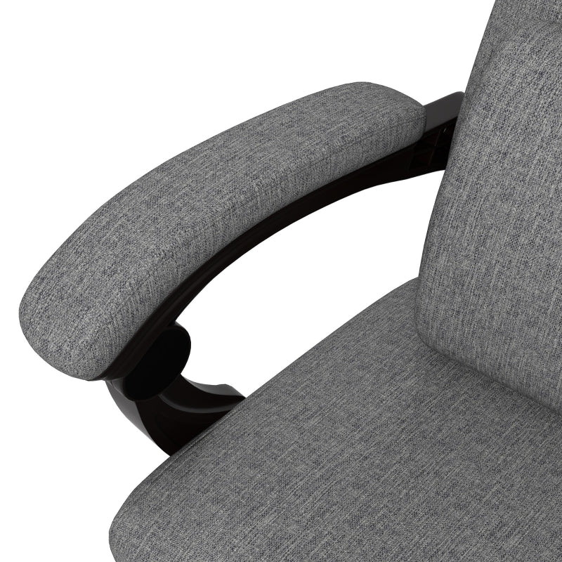 Grey Linen Office Chair with Reclining Back and Footrest