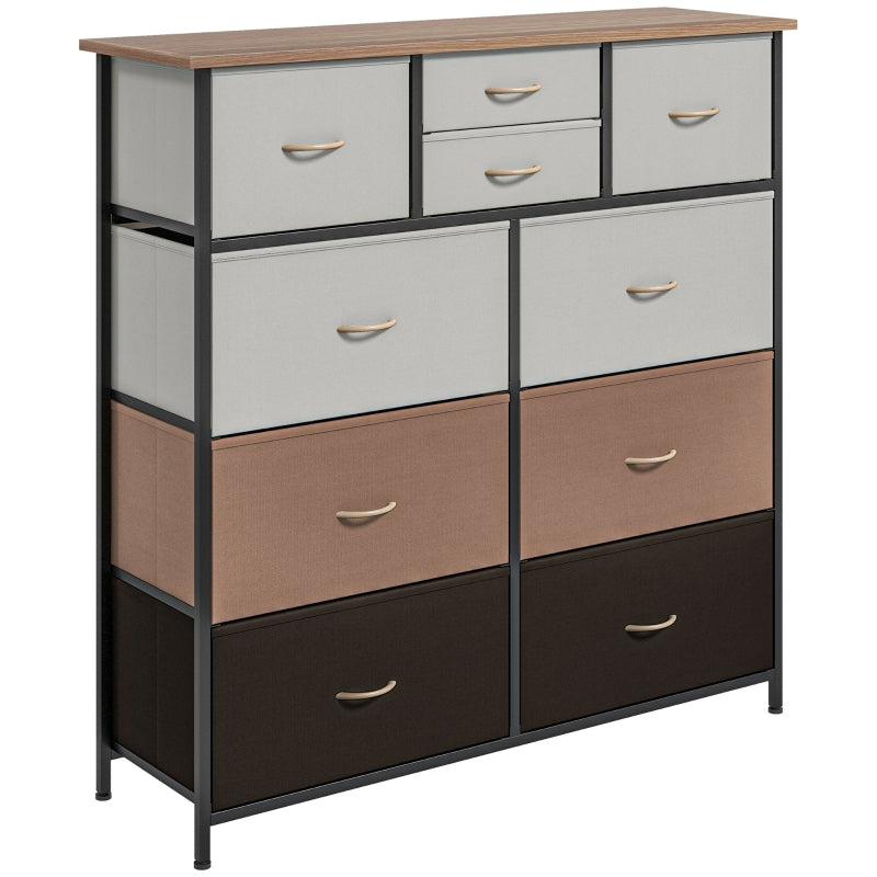 Multicolour 10-Drawer Fabric Dresser with Steel Frame