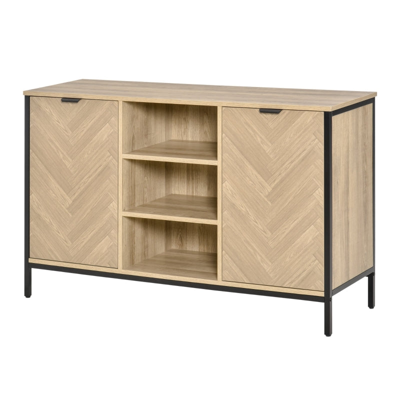 Oak Tone 2-Door Sideboard Storage Cabinet with Adjustable Shelves