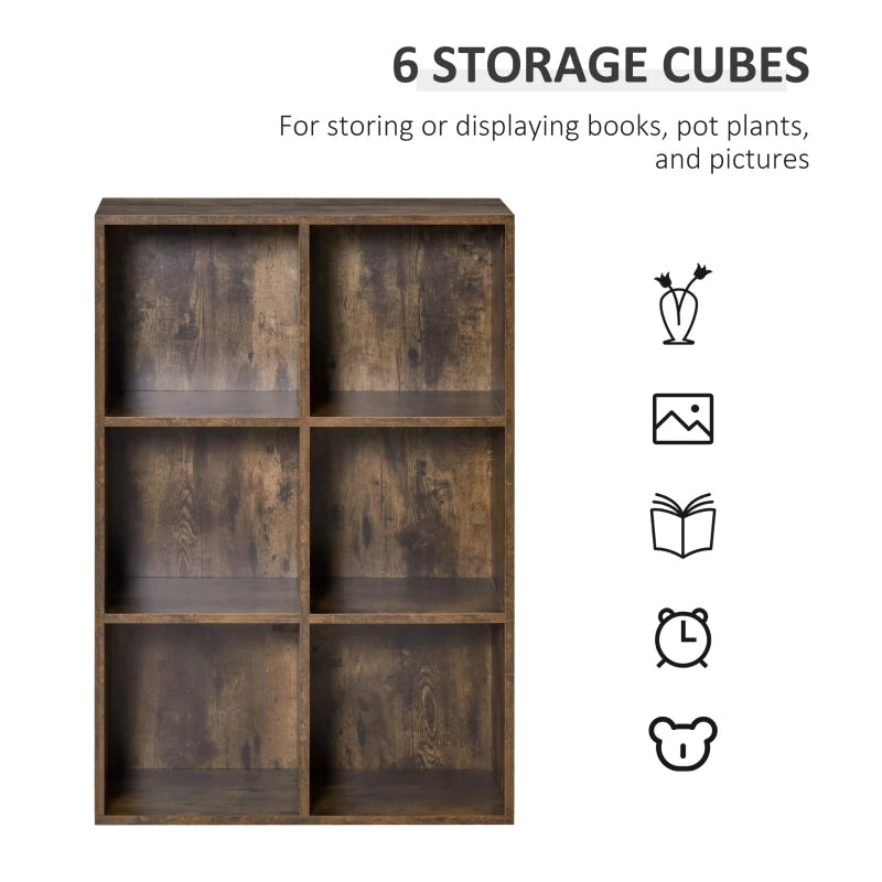 Rustic Brown Cubic Bookcase Shelves - Study, Living Room, Office Storage