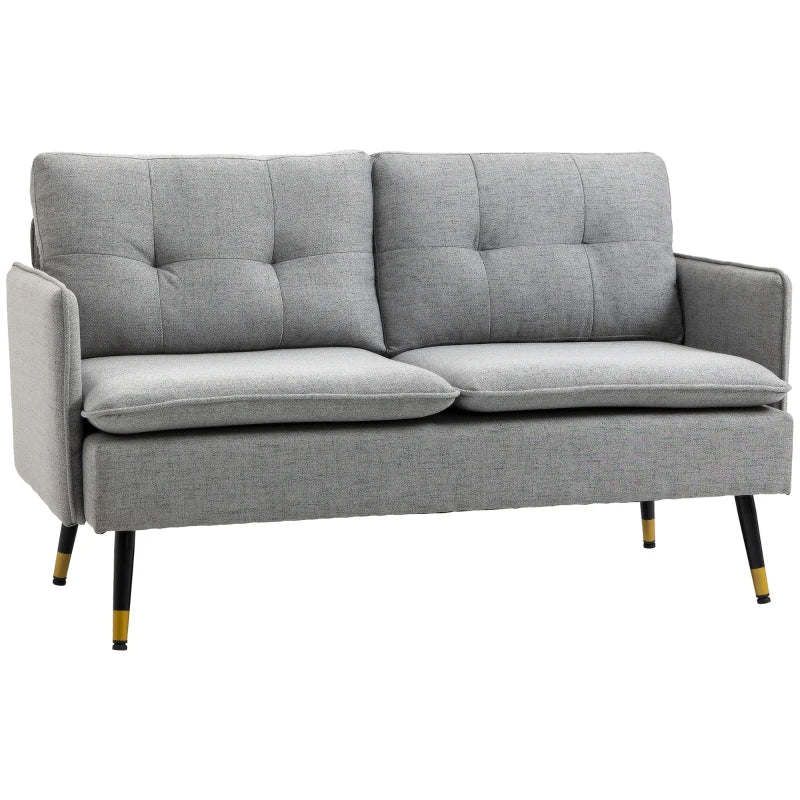 Grey Two Seater Button Tufted Sofa with Cushions