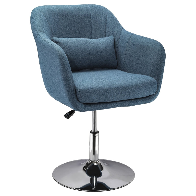 Blue Swivel Accent Chair with Adjustable Height and Lumbar Support