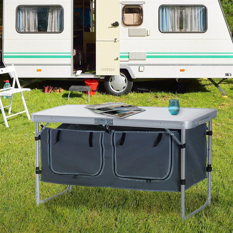 Adjustable Aluminum Picnic Table in Pebbles White