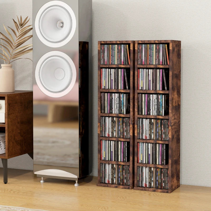 Set of Two Mid Brown Wood-Effect CD Storage Units