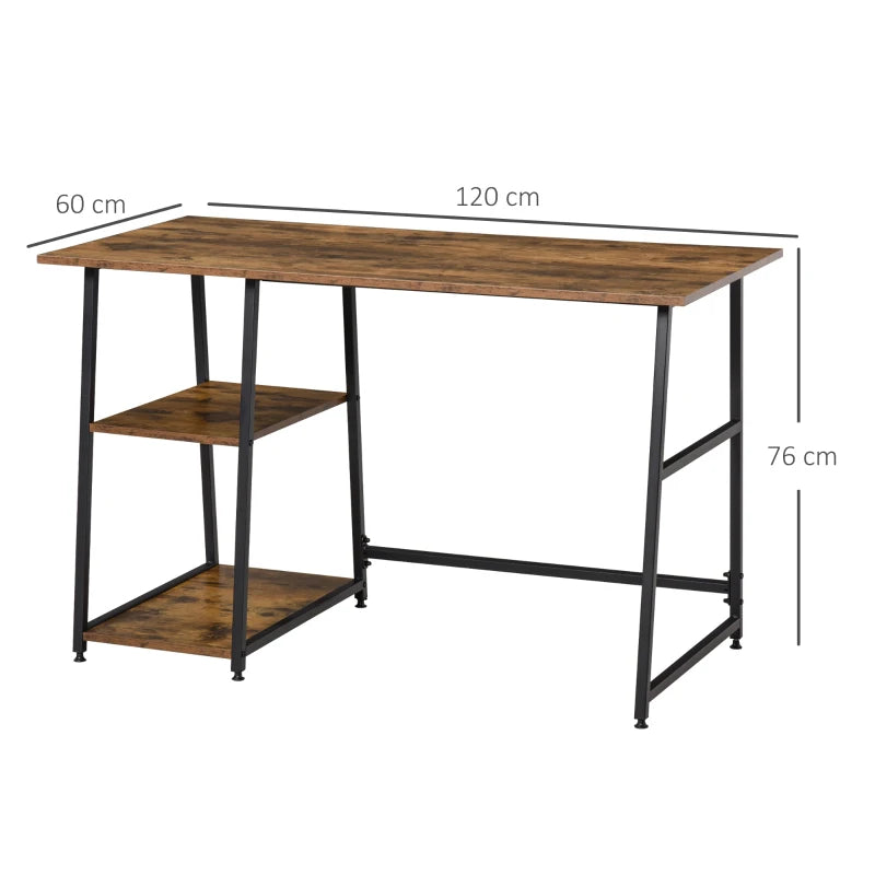 Industrial Black and Rustic Brown Computer Desk with Storage