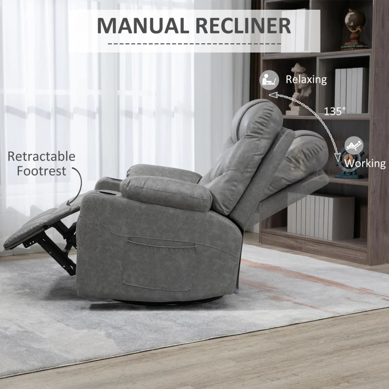 Grey Faux Leather Reclining Armchair