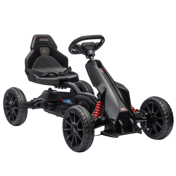 Black Kids Pedal Go Kart with Adjustable Seat and Handbrake