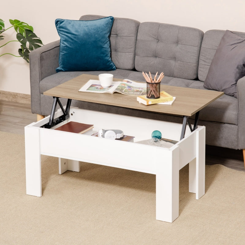 Modern White Lift-Top Coffee Table with Hidden Storage