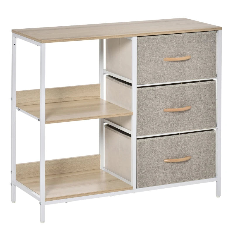 Beige Fabric Drawer Storage Cabinet with Shelves