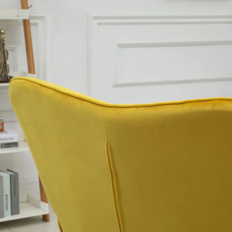 Yellow Velvet Wingback Armchair Set of 2