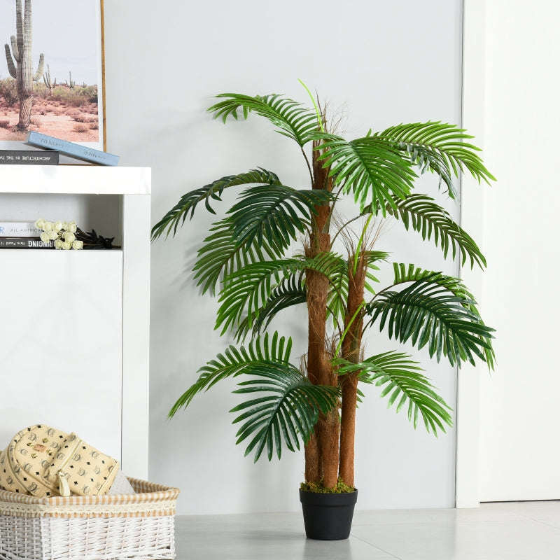 4ft Green Artificial Palm Tree Plant with 19 Leaves - Indoor/Outdoor Decor