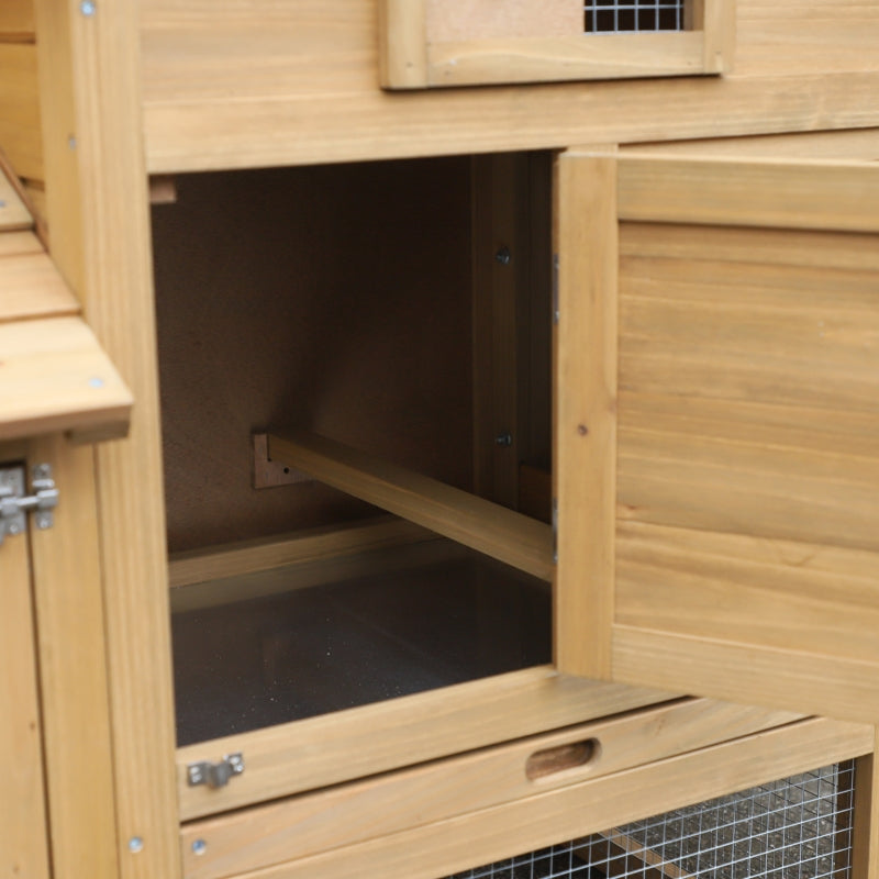 Small Wood Chicken Coop with Run and Nesting Box - 150.5 x 54 x 87cm, Natural