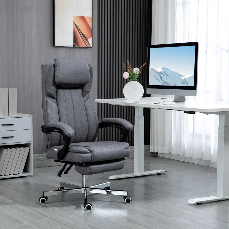 Dark Grey High Back Executive Office Chair with Adjustable Headrest and Footrest