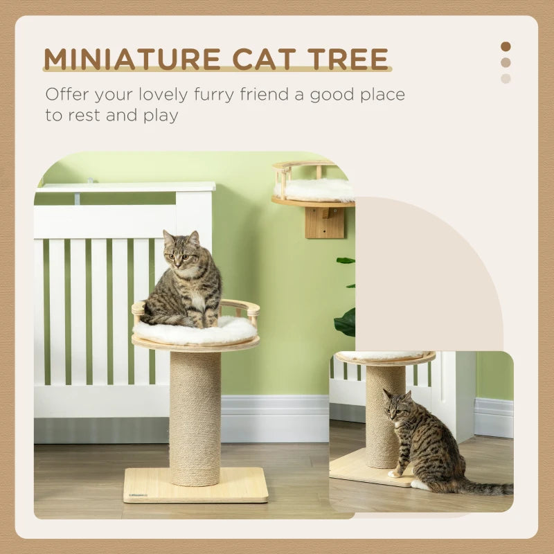 52cm Cat Tree with Bed and Scratching Post - Grey