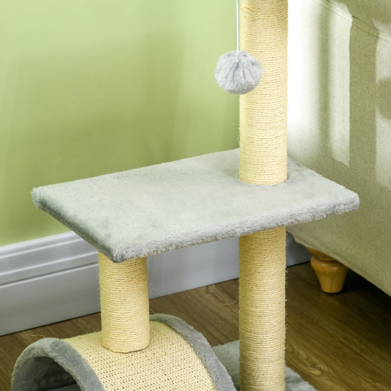 72cm Cat Tree with Scratching Post & Pad - Light Grey