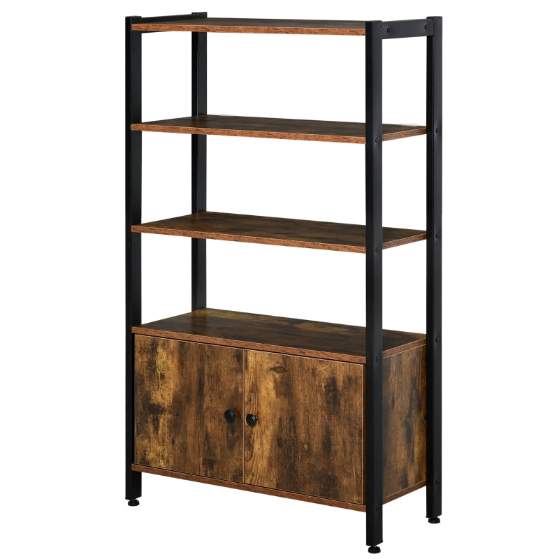 Rustic Brown 3-Tier Industrial Storage Cabinet with Doors