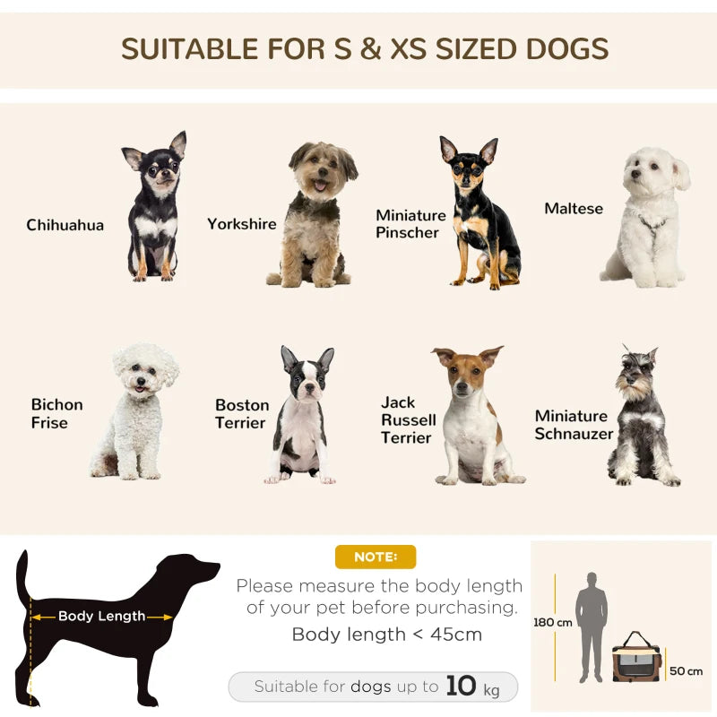 Foldable Brown Pet Carrier with Cushion - 70cm for Small Dogs and Cats