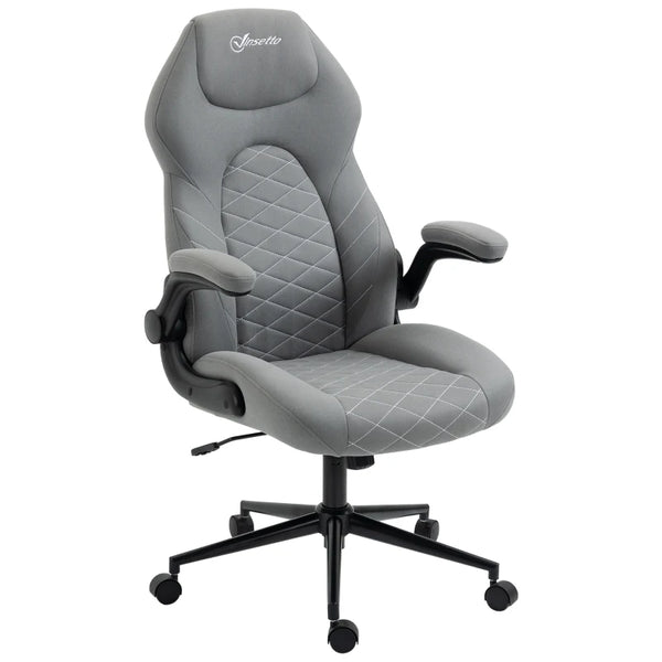 Light Grey Home Office Desk Chair with Armrests and Swivel Seat