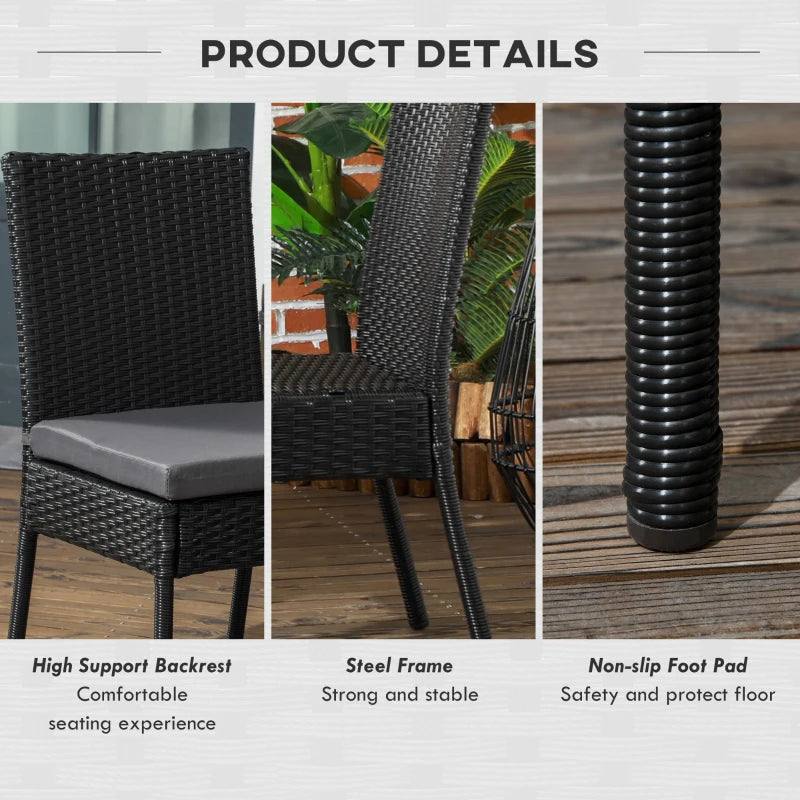 Black Rattan Garden Chairs Set of 4