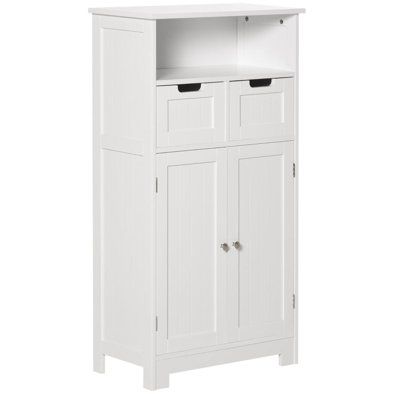 White Bathroom Storage Cabinet with Drawers & Shelf