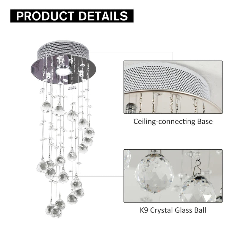 Spiral Rain Drop Crystal Chandelier Pendant Light - Silver