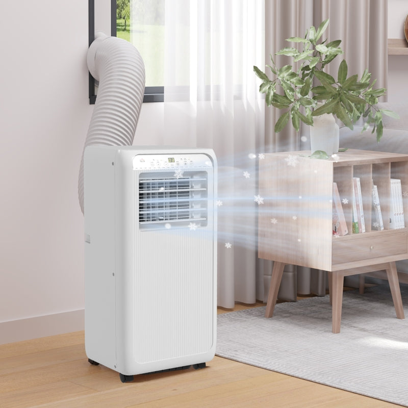 Portable 9,000 BTU Air Conditioner - White, Room up to 20m², Dehumidifier, Timer, Wheels