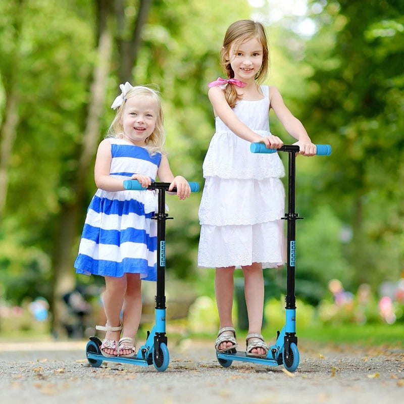 Blue Foldable Kids Kick Scooter with Adjustable Height Brake