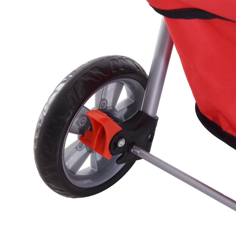 Red Pet Stroller for Small Pets - Foldable Travel Carriage with Wheels