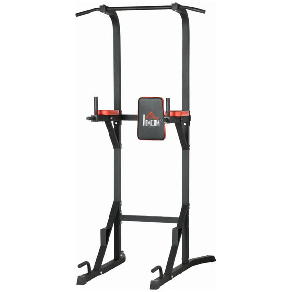 Black Freestanding Power Tower with Pull Up and Dip Station - Home Gym Equipment