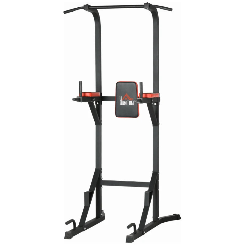 Black Freestanding Power Tower with Pull Up and Dip Station - Home Gym Equipment