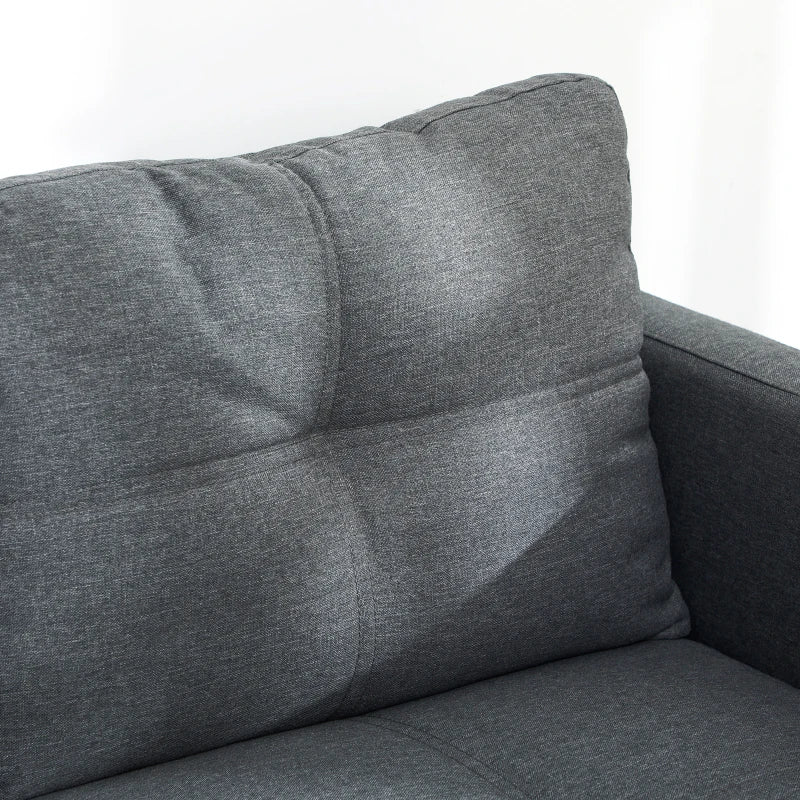 Grey Two-Seater Sofa with Steel Legs