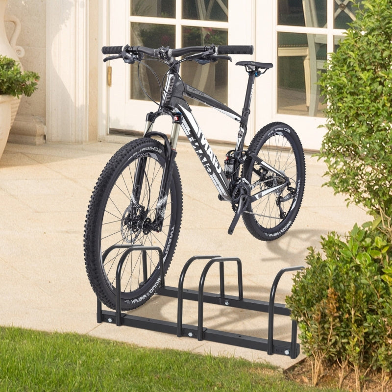 Black Bike Parking Rack - Wall or Floor Mount Bicycle Storage (3 Racks)