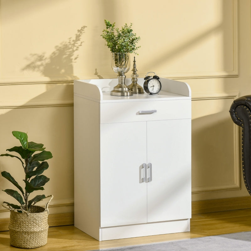 White Modern Storage Cabinet with Drawer and Shelf