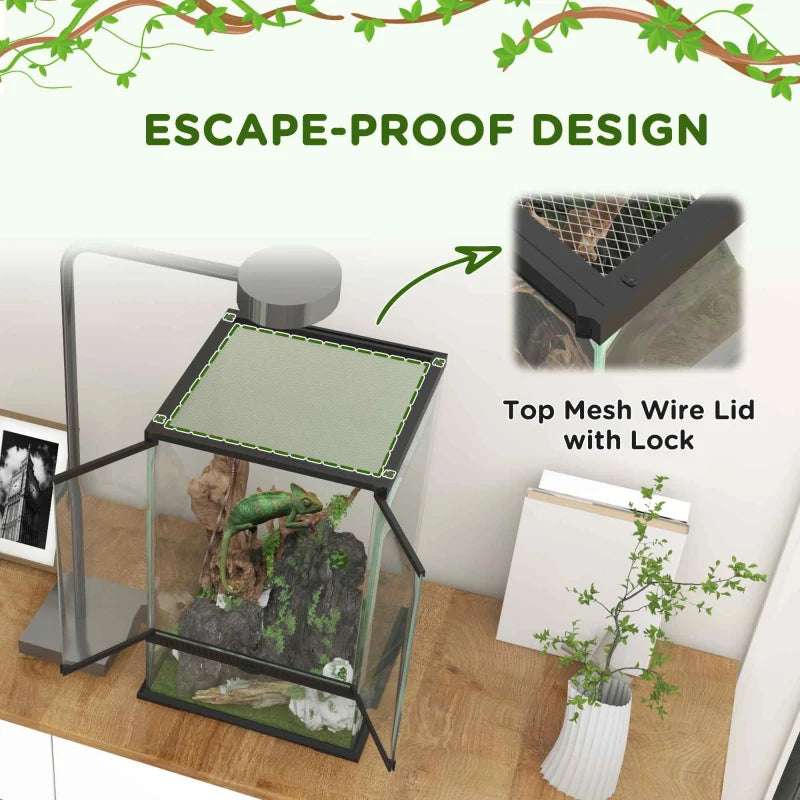 40L Reptile Vivarium with Anti-Escape Design and Ventilation - Ideal for Lizards, Frogs, Snakes, Turtles, Tortoises