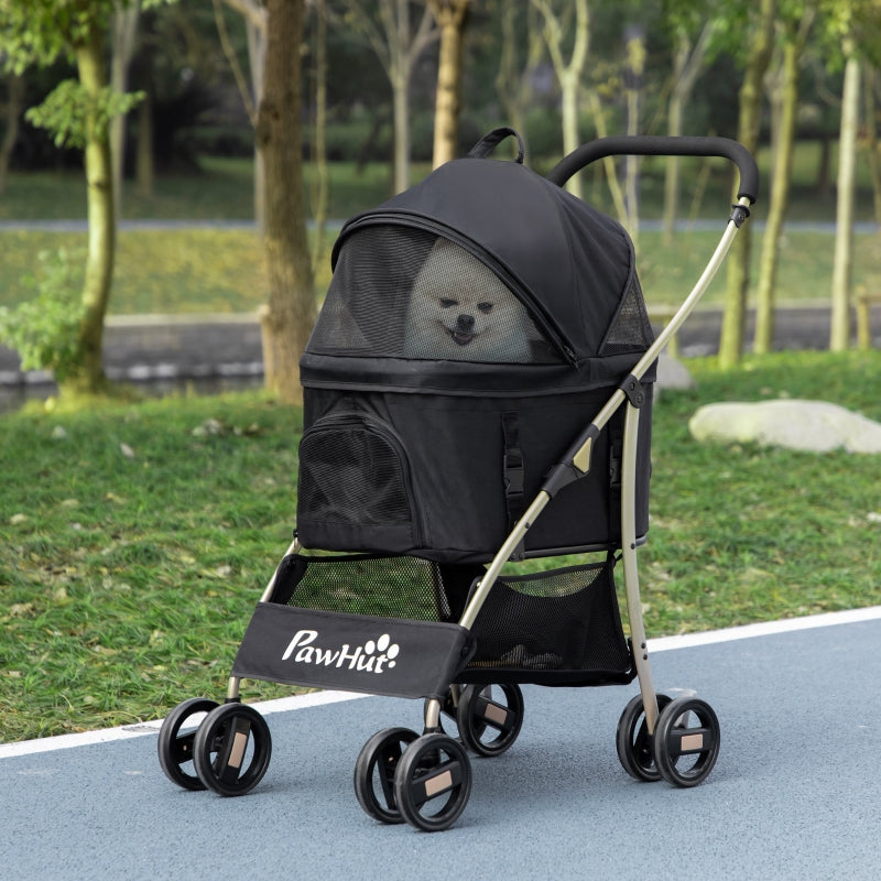 Black 3-in-1 Detachable Pet Stroller for Extra Small and Small Dogs