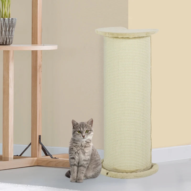 Beige 85cm Cat Scratching Post with Sisal Rope & Plush