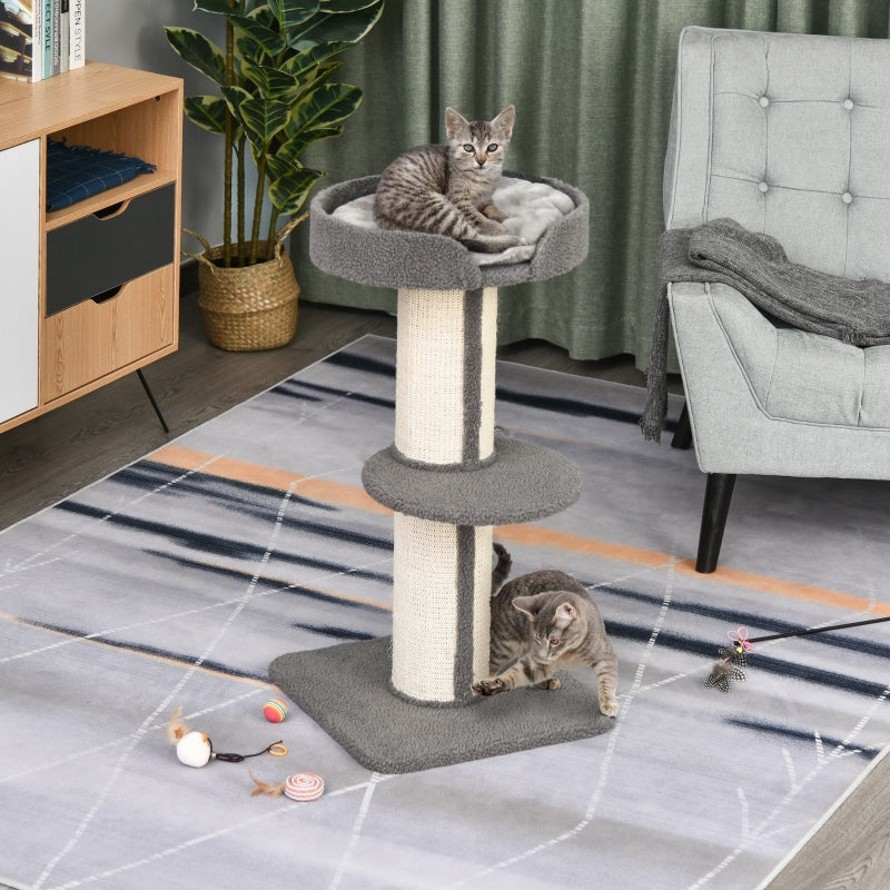 Grey 91cm Cat Tower Scratching Post for Indoor Cats