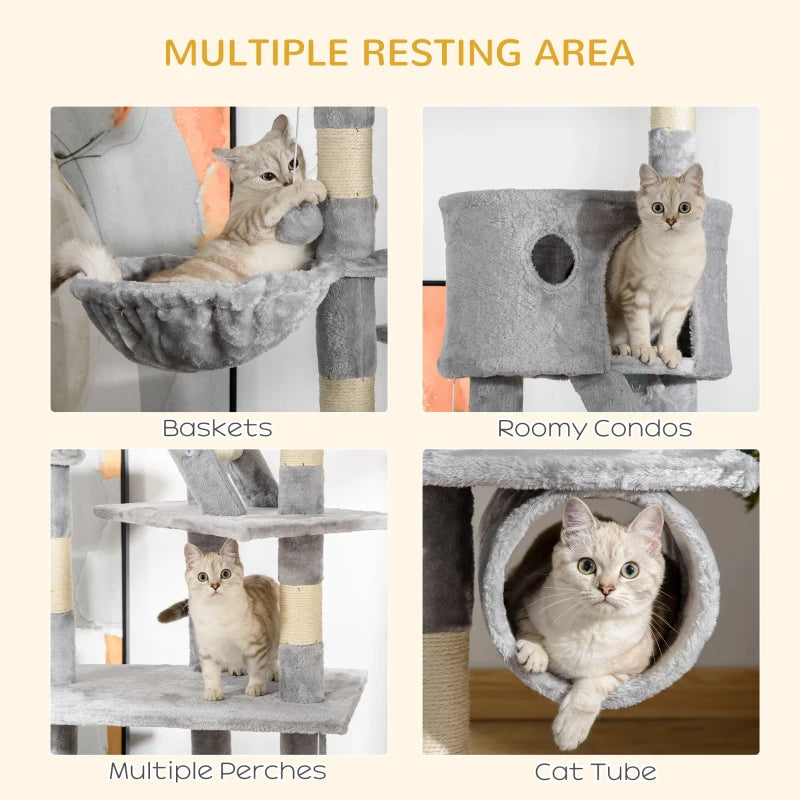 Adjustable Floor-to-Ceiling Cat Tree - Light Grey