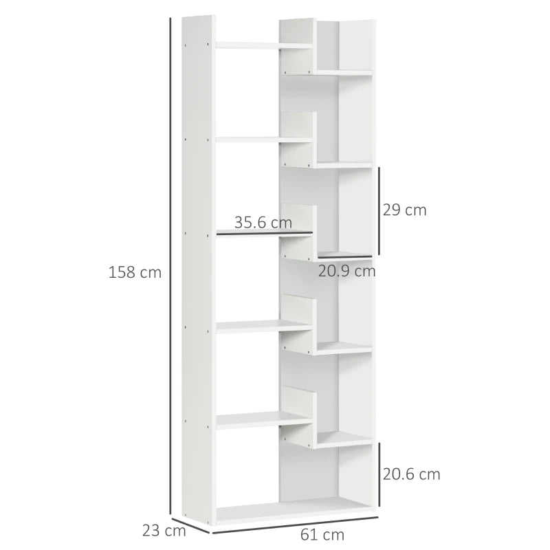 White 6-Tier Freestanding Bookshelf with 11 Open Shelves