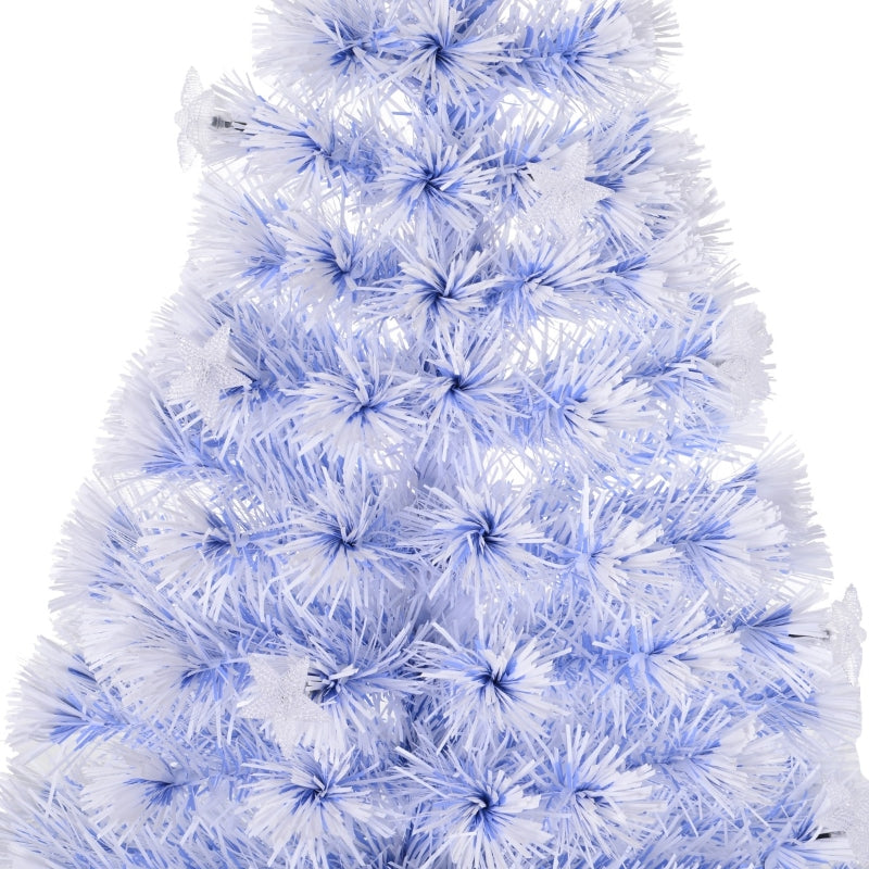 4FT Pre-Lit White Blue Fibre Optic Christmas Tree with LED Lights