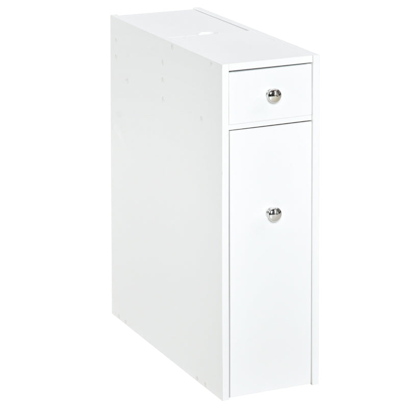 White Slim Bathroom Storage Cabinet with Drawers