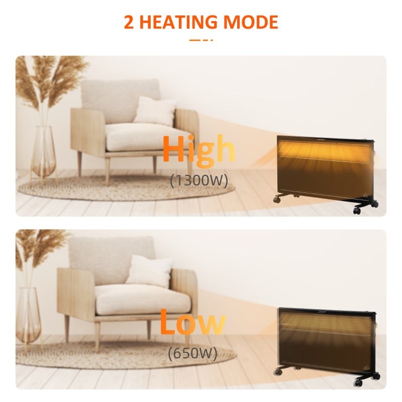 Black Electric Convector Heater - 2 Heat Settings, Adjustable Thermostat