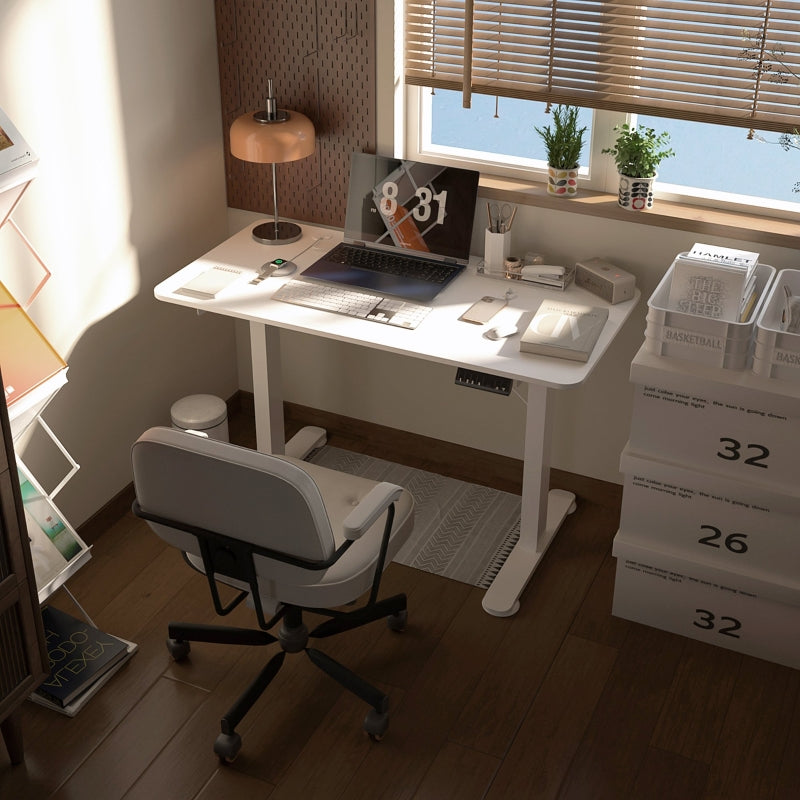 White Electric Standing Desk, Adjustable Height, 120x60cm