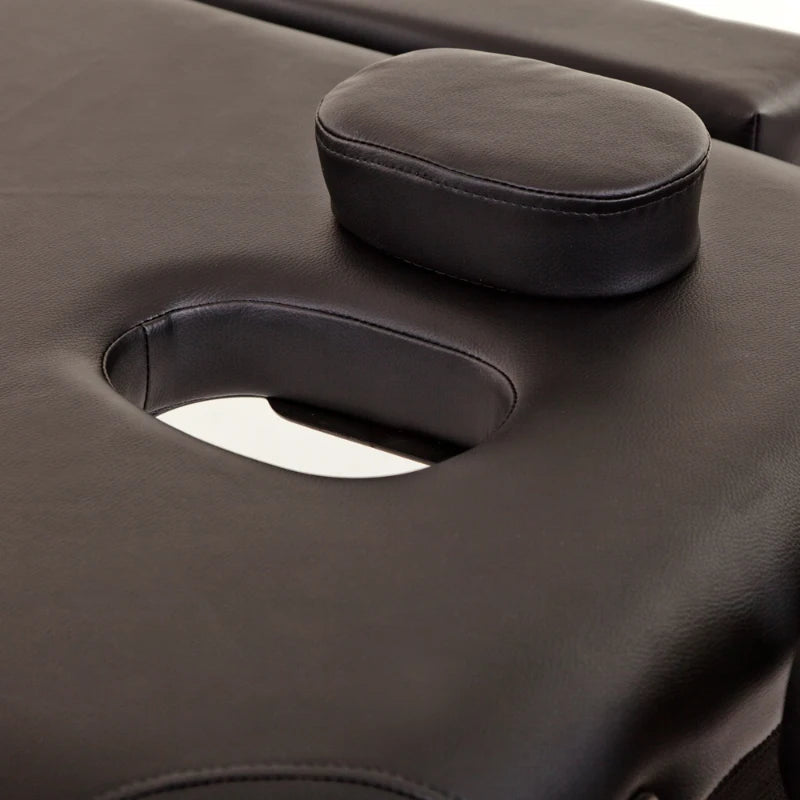 Black Portable 3-Section Aluminium Massage Table with Adjustable Headrest and Arm Support