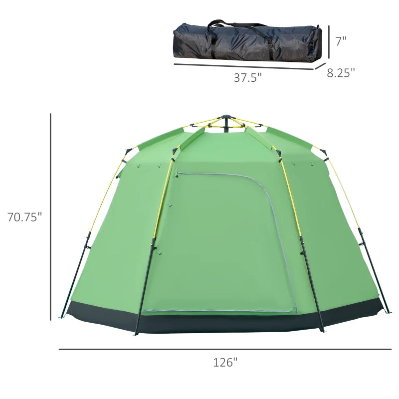 Green 6-Person Pop-Up Camping Tent with Windows and Doors