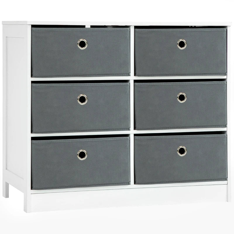 6-Drawer Fabric Storage Cabinet - White/Grey