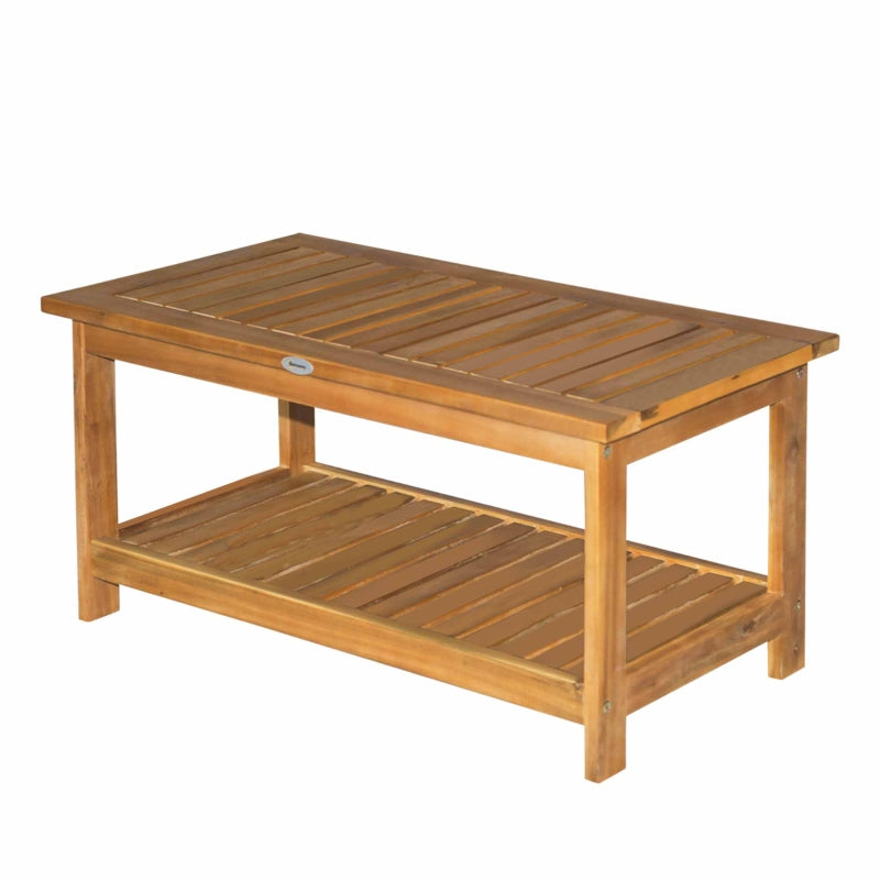 Acacia Wood Two-Tier Garden Table - Natural Wood Finish