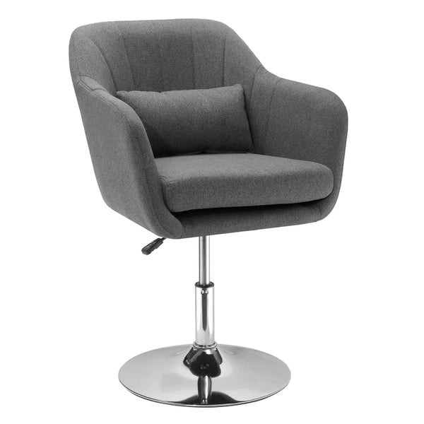 Dark Grey Swivel Accent Chair with Adjustable Height and Lumbar Support