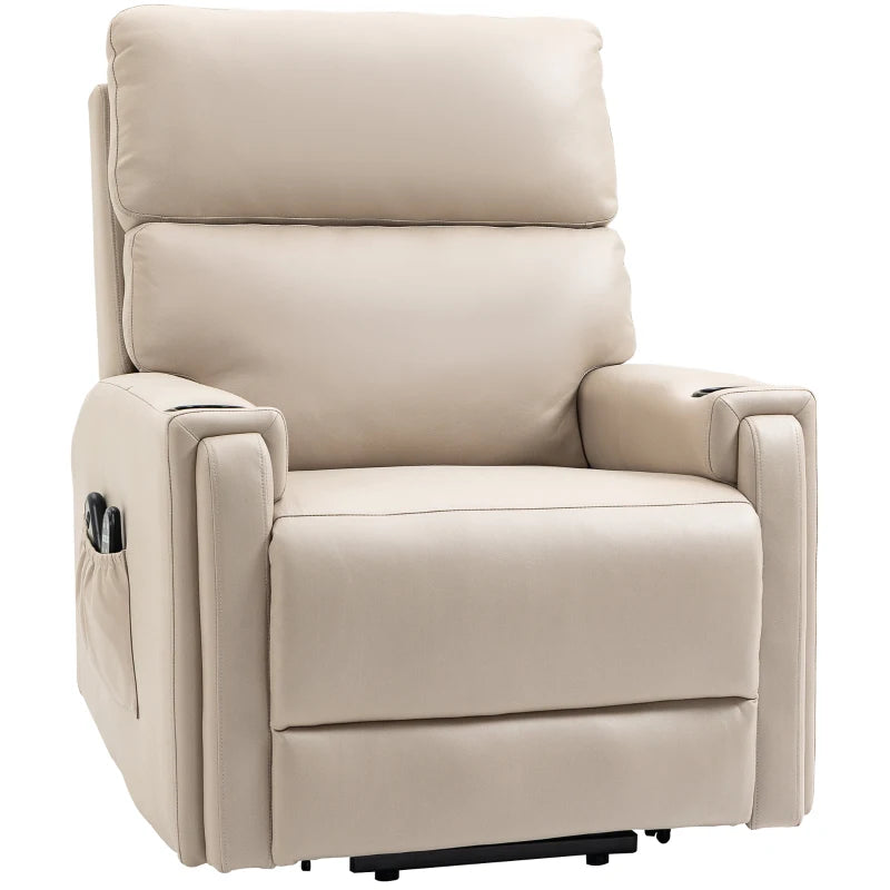 Beige Electric Lift Recliner Chair with Massage and Heat