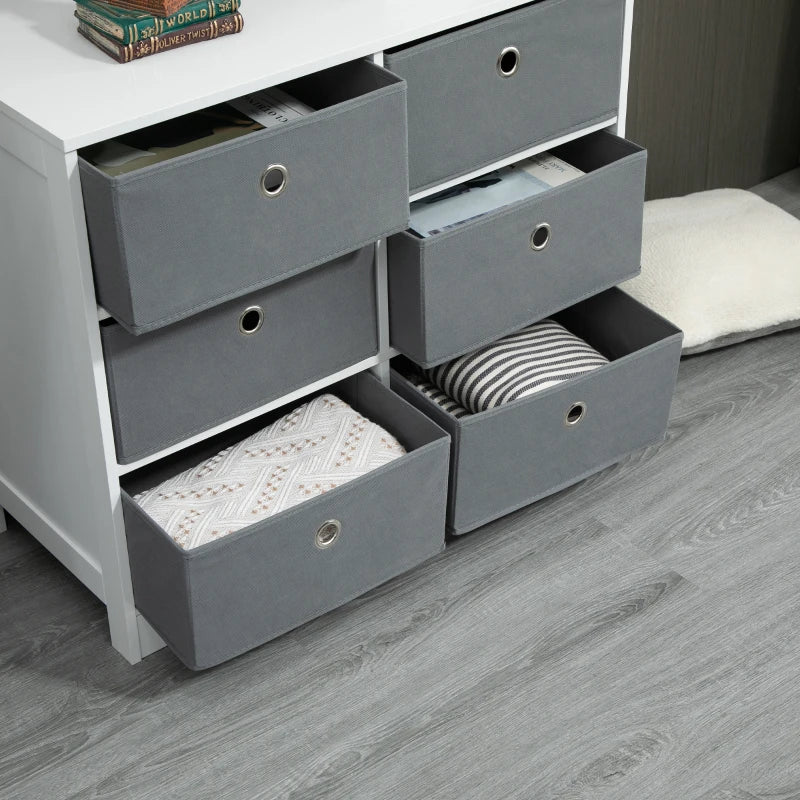 6-Drawer Fabric Storage Cabinet - White/Grey